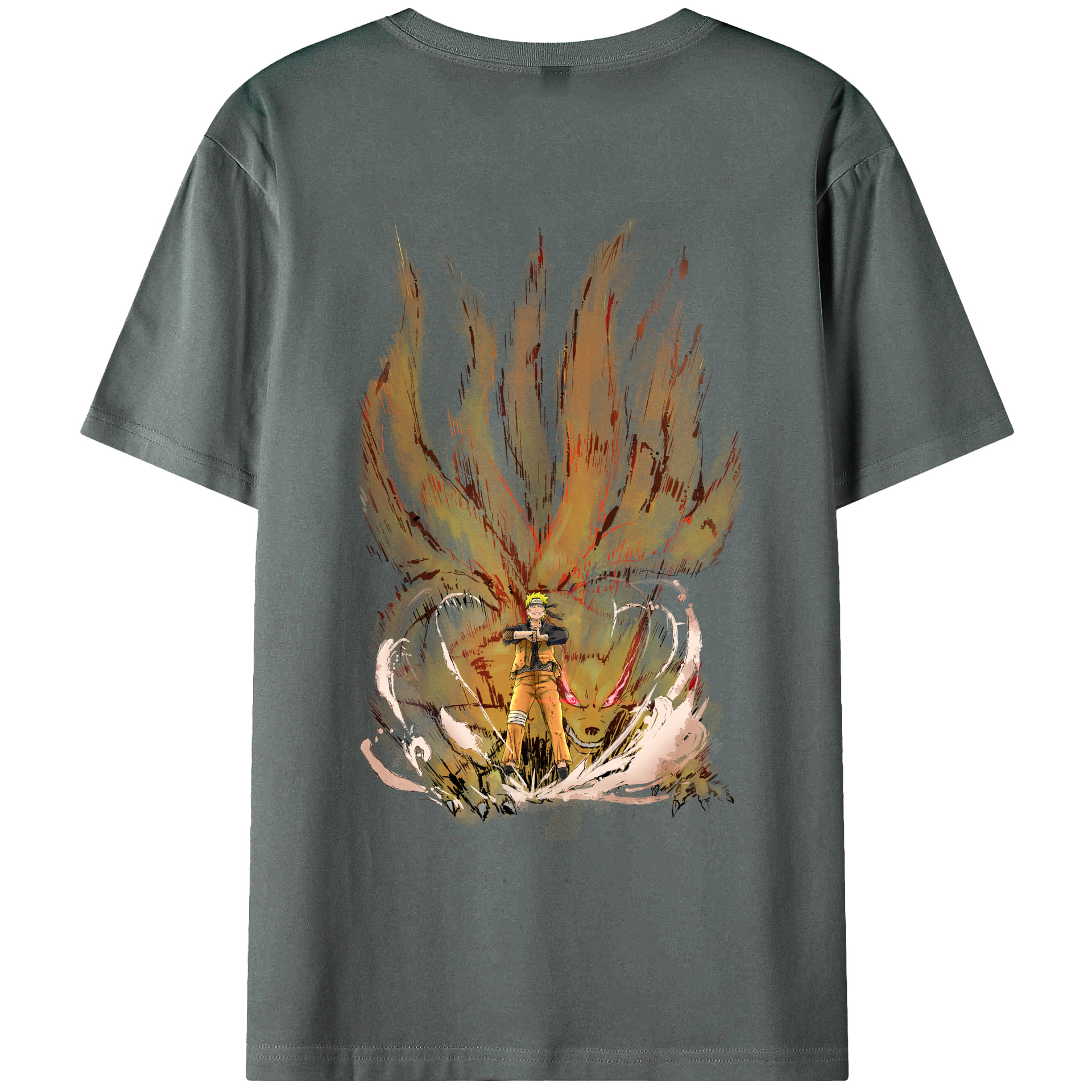 （画像用） NARUTO -ナルト- うずまき ナルト Uzumaki Naruto 綿100％ メンズ半袖Tシャツ（バックプリント） 通気性